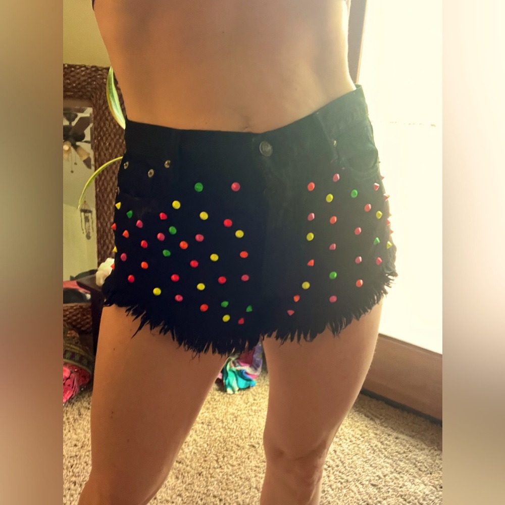 Black denim party shorts